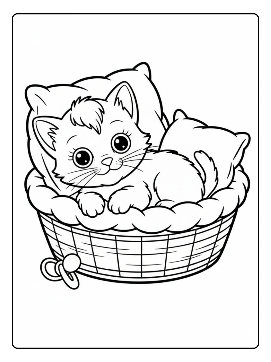 coloriage chaton kawaii style manga