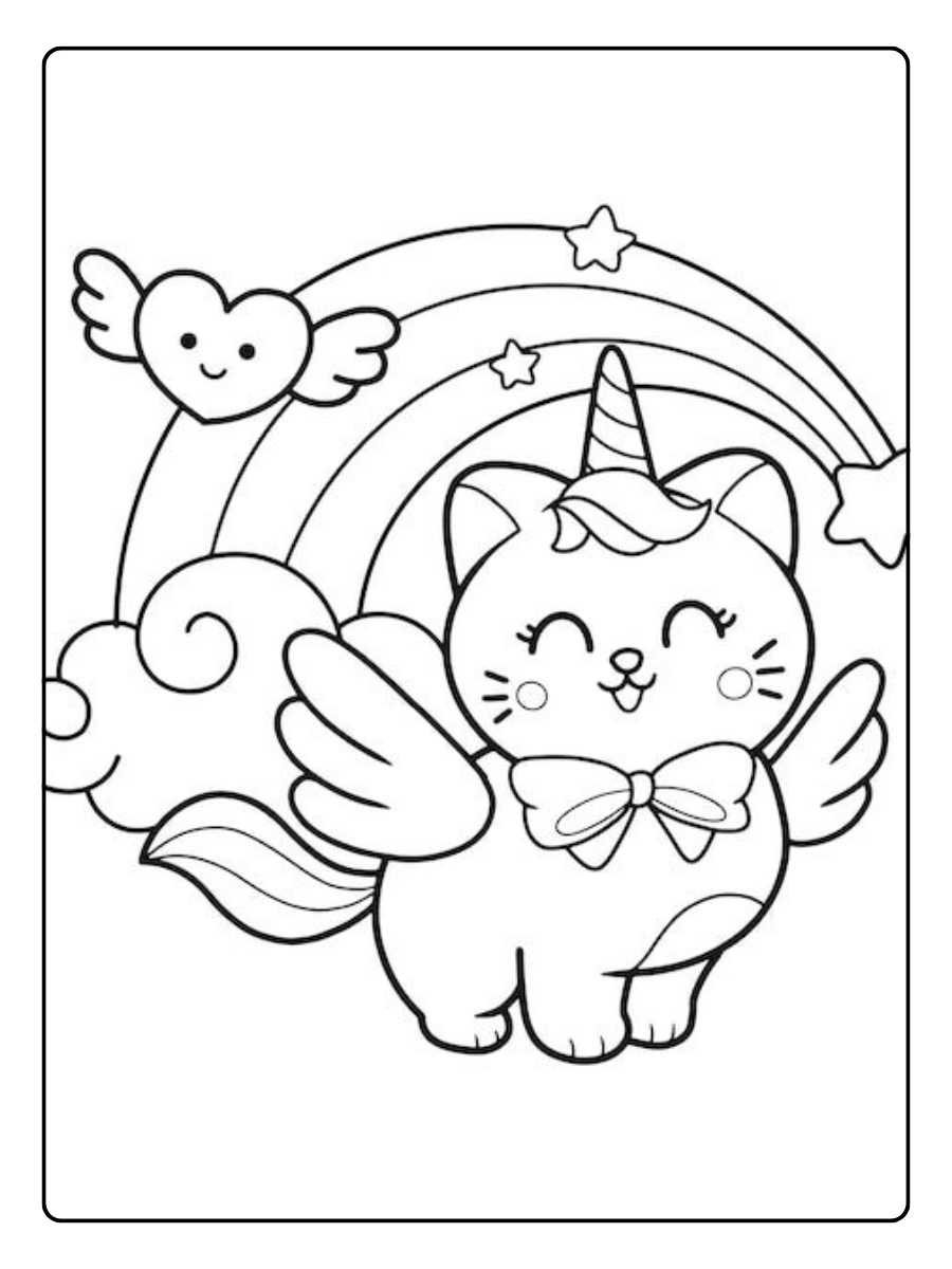 coloriage chaton licorne assis