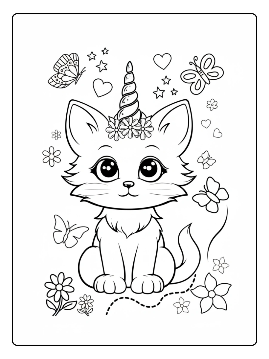 coloriage chaton licorne chibi
