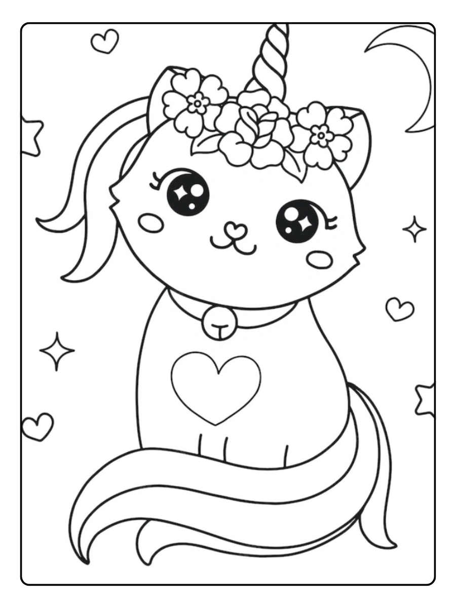 coloriage chaton licorne dessin animé