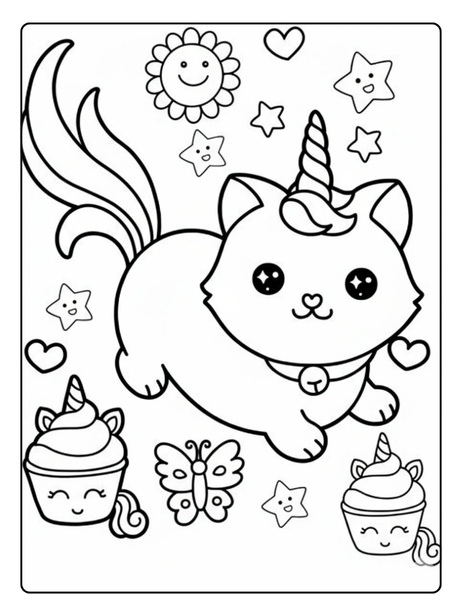 coloriage chaton licorne drôle