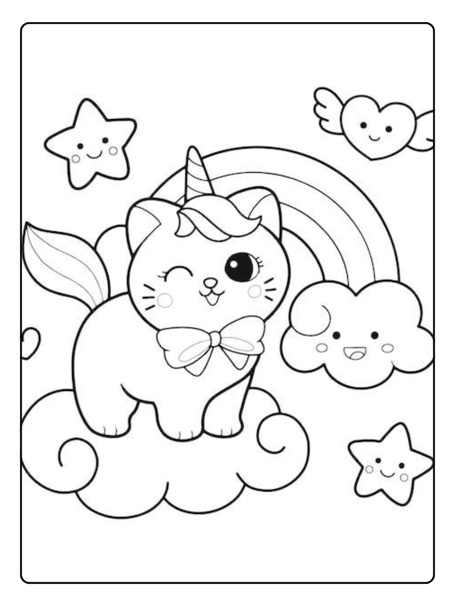 coloriage chaton licorne facile