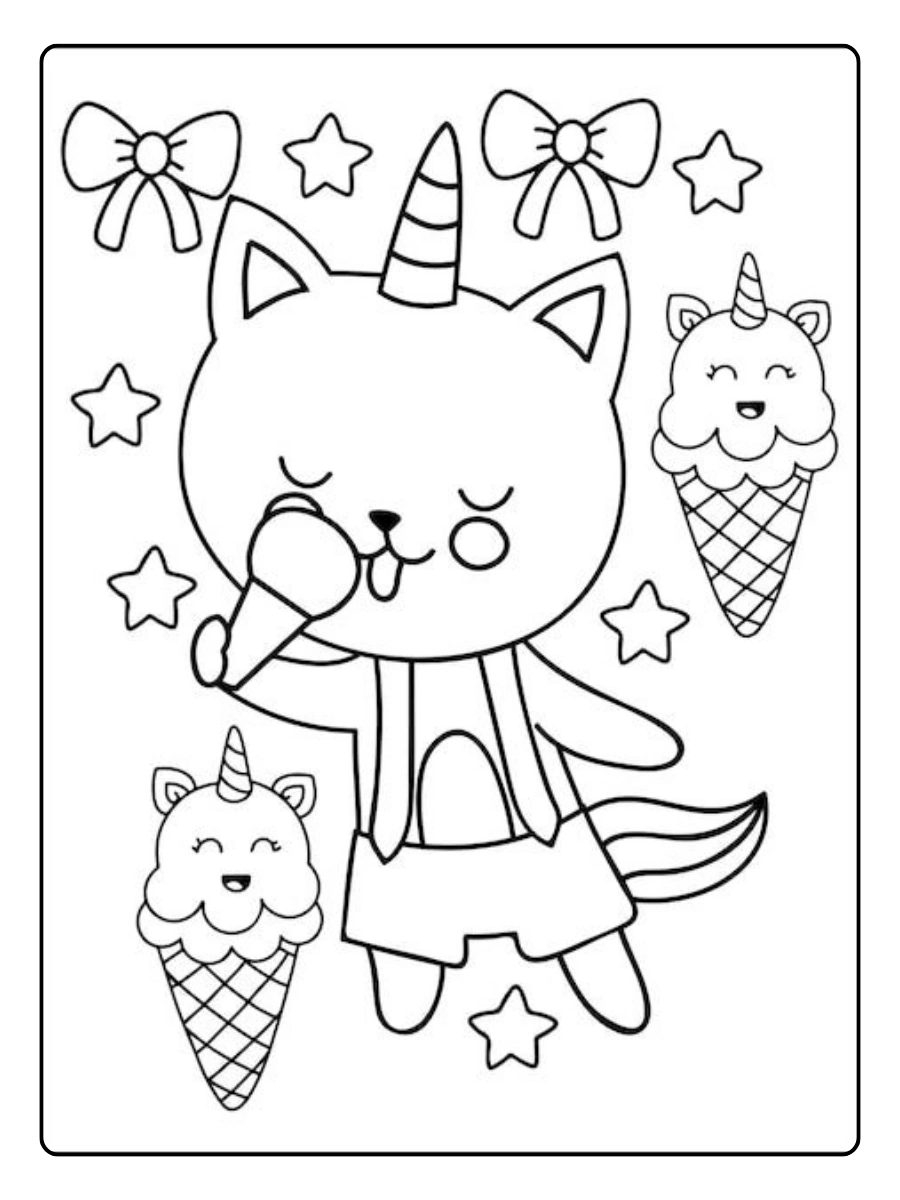 coloriage chaton licorne kawaii
