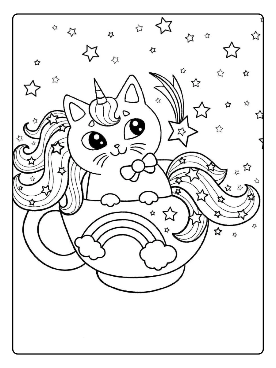 coloriage chaton licorne mignon