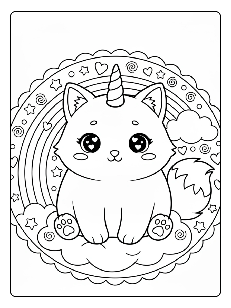 coloriage chaton licorne pour enfants