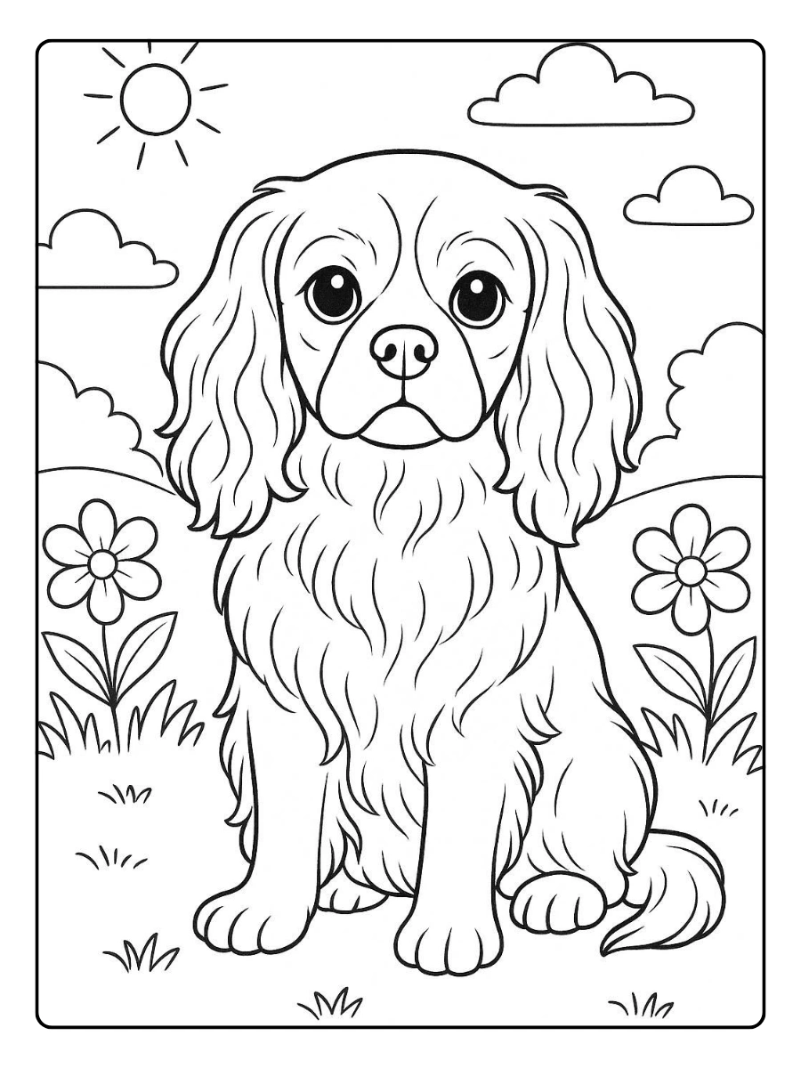 coloriage chien kawaii dessin
