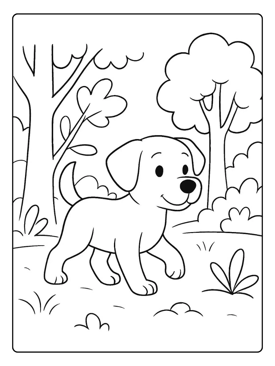 coloriage chien kawaii facile
