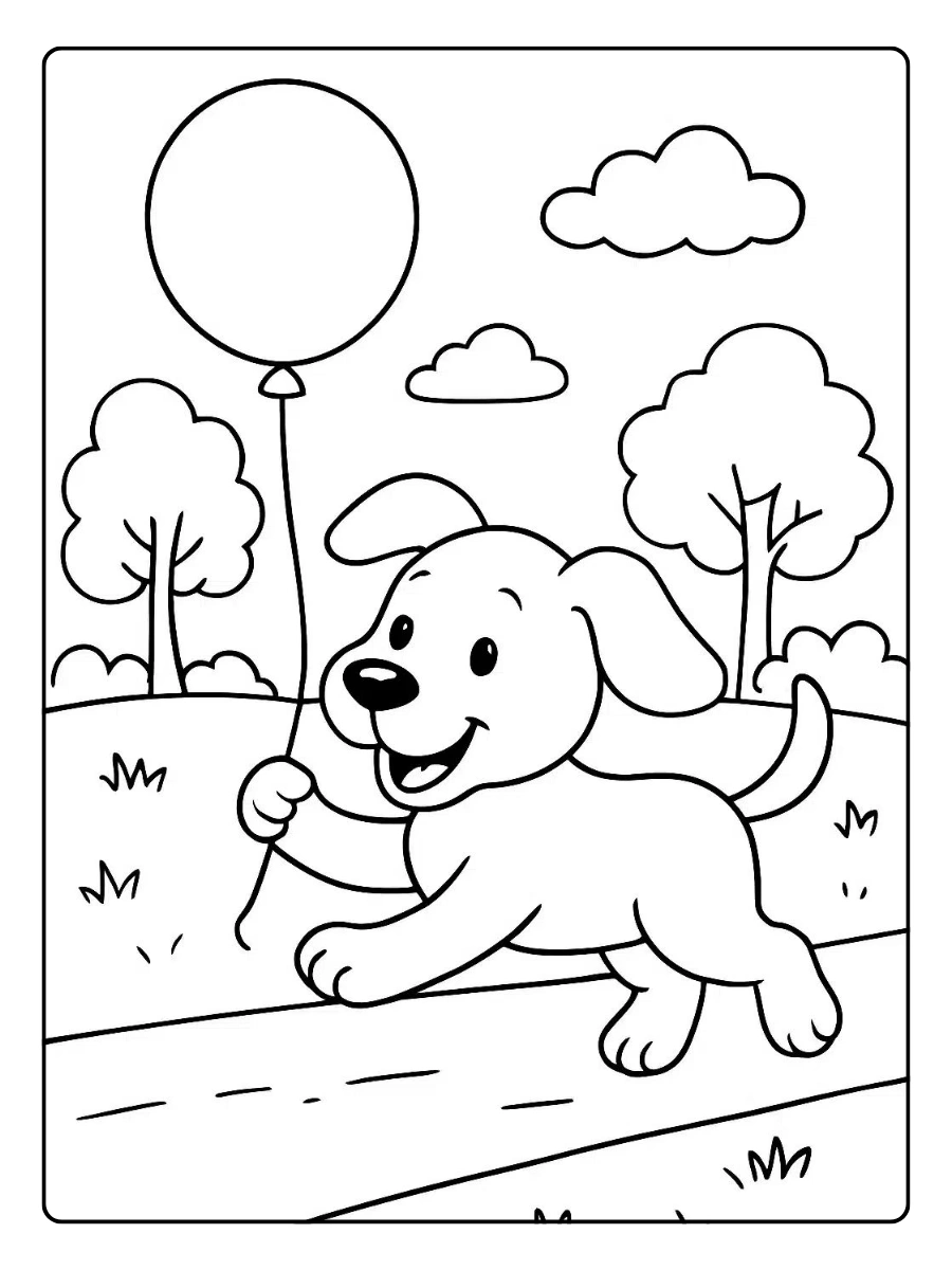 coloriage chien kawaii simple