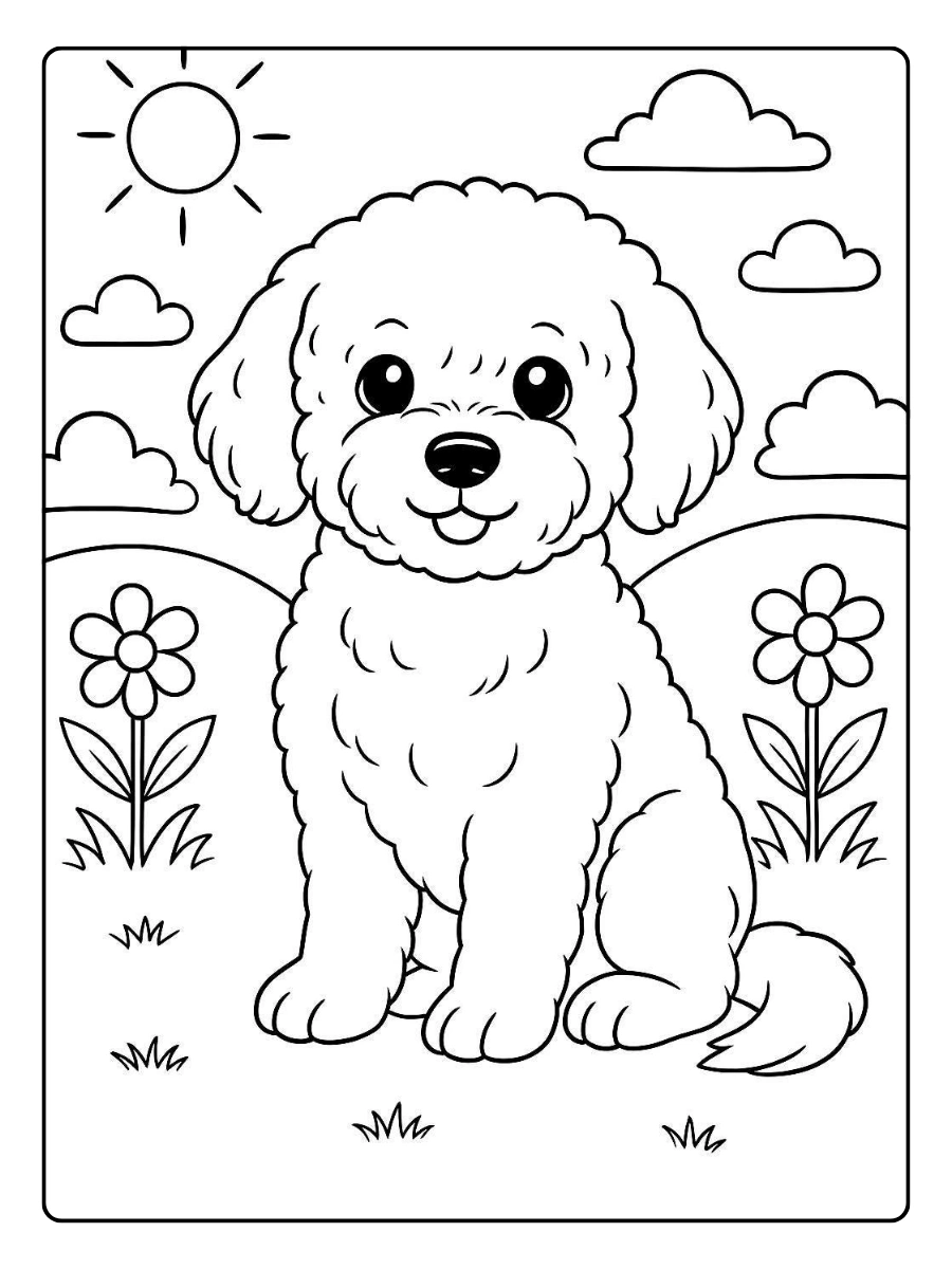 coloriage chiot kawaii