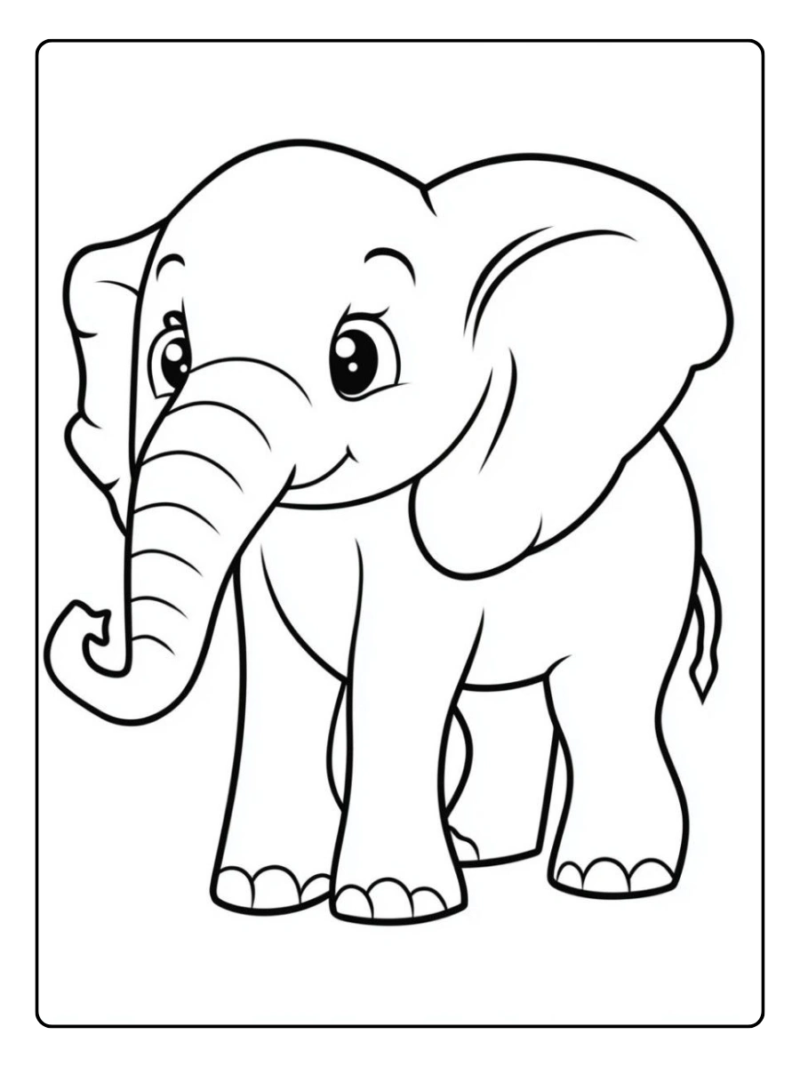 coloriage éléphant adorable