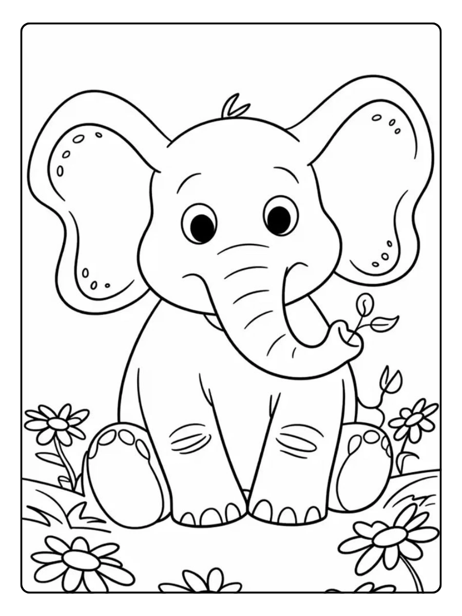 coloriage éléphant avec bébé