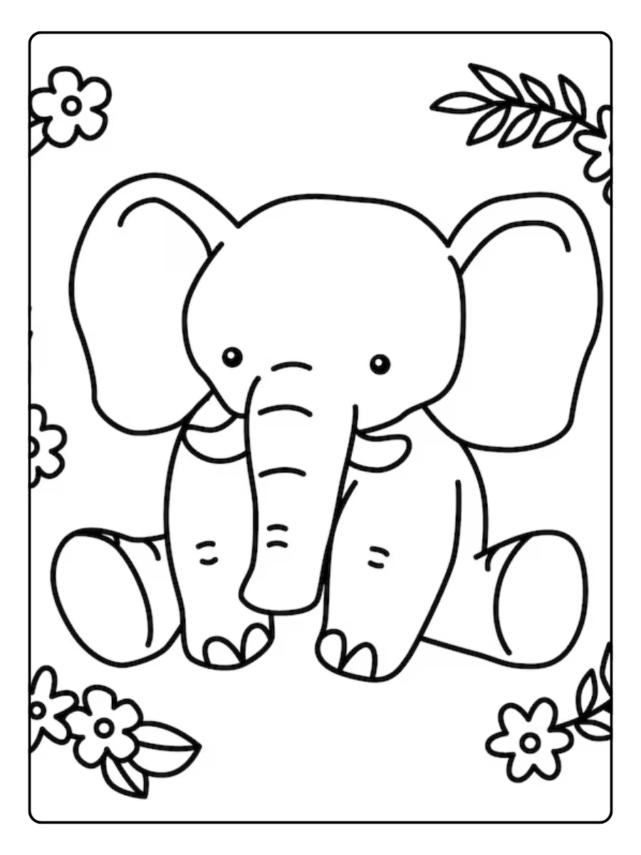 coloriage éléphant chibi