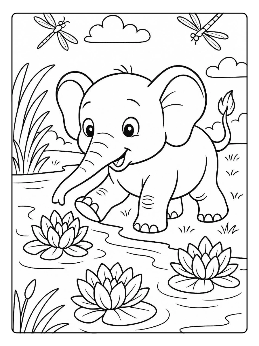 coloriage éléphant facile
