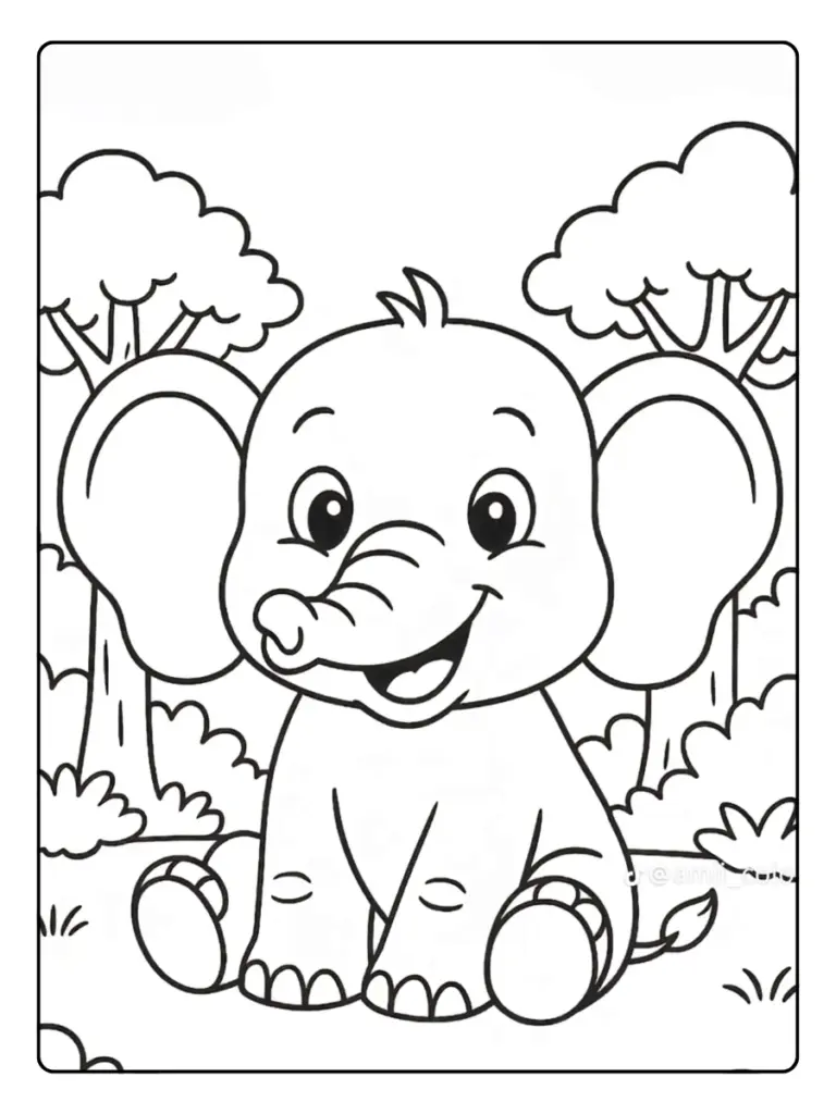 coloriage éléphant mignon