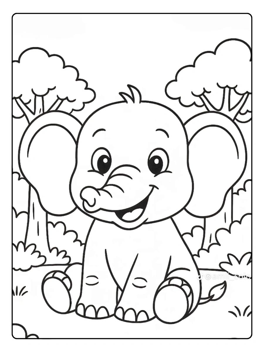 coloriage éléphant mignon