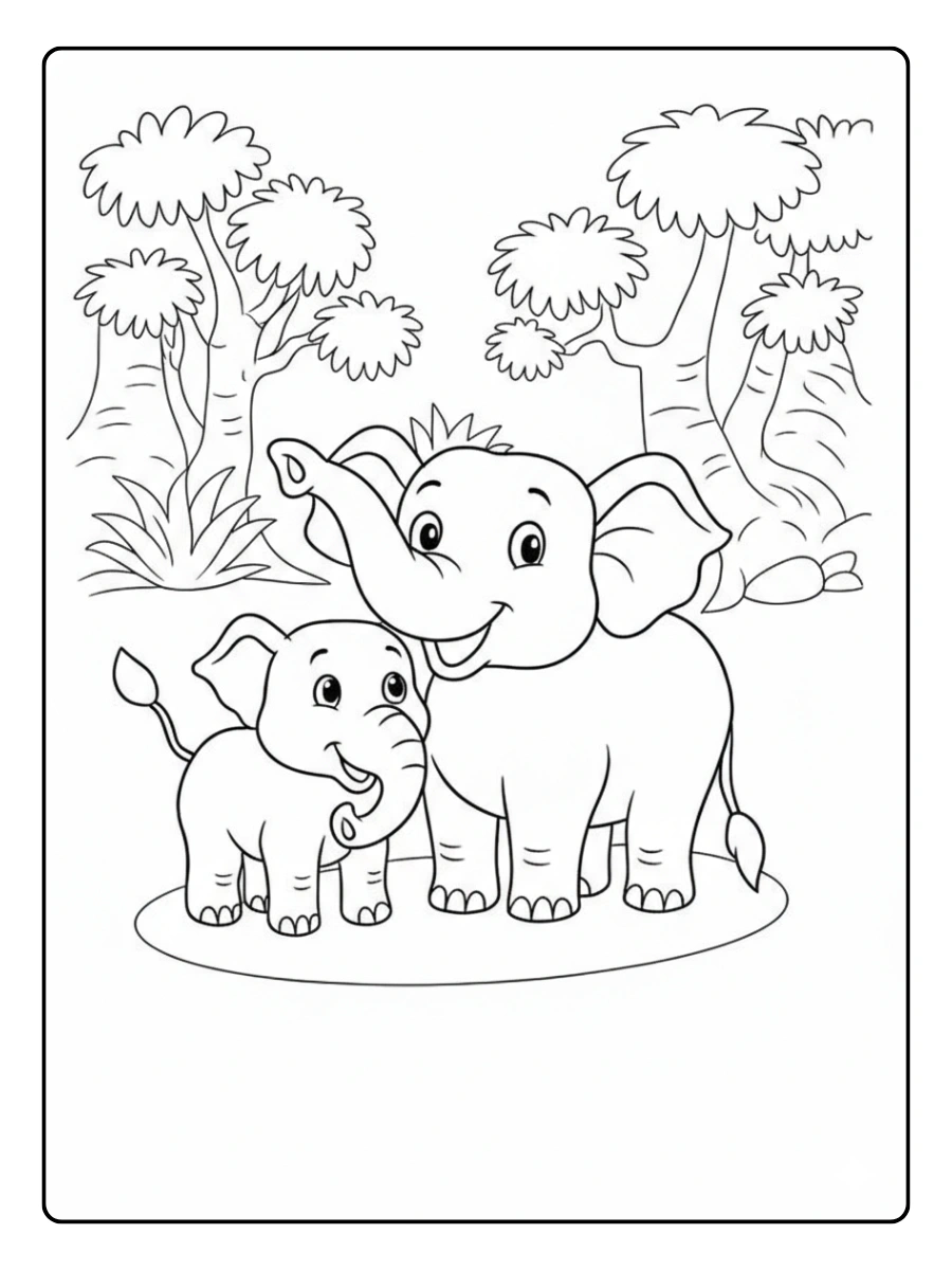 coloriage éléphant qui sourit