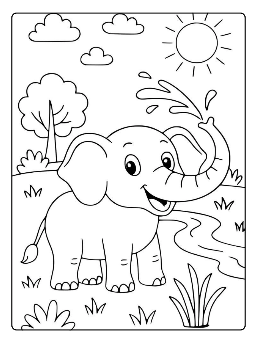 coloriage éléphant réaliste