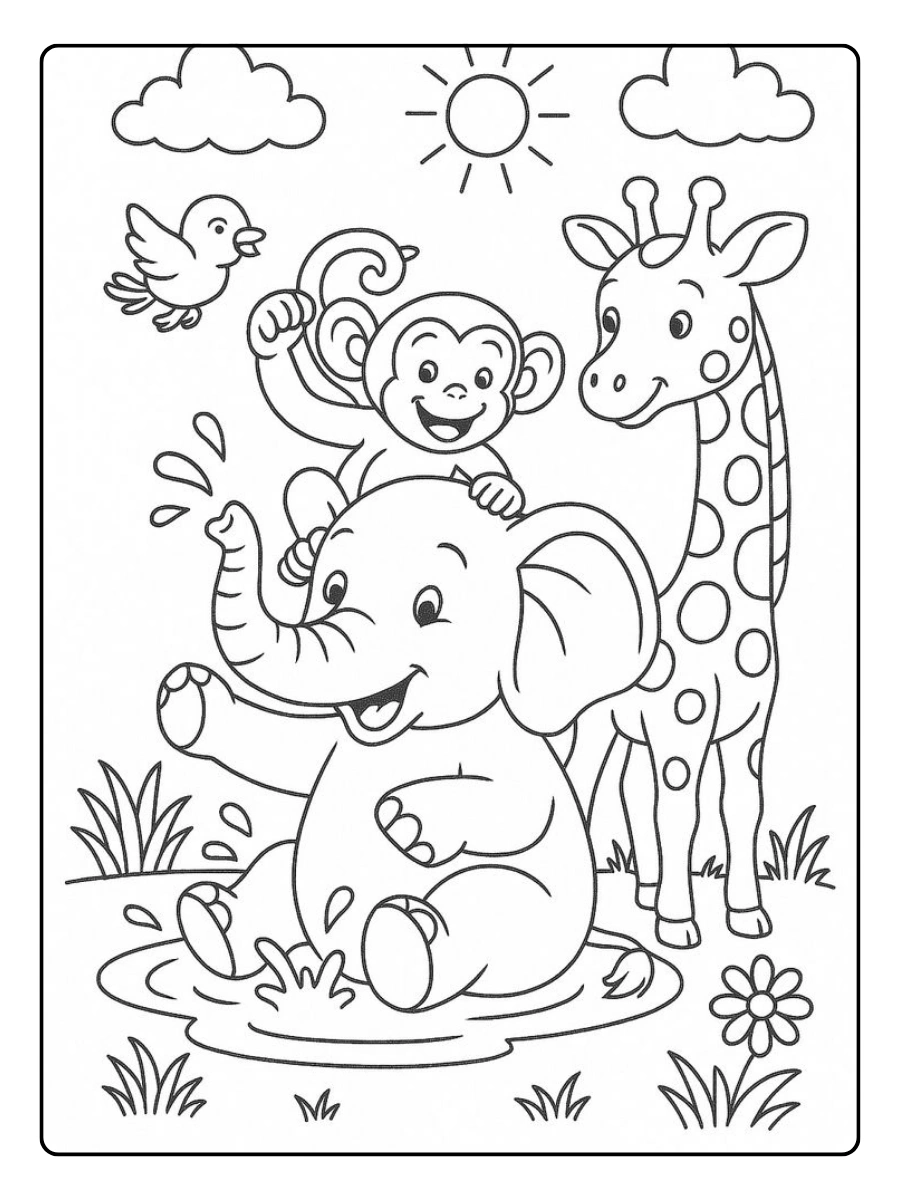 coloriage éléphant simple