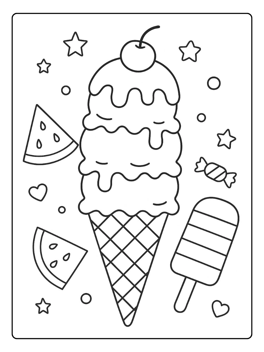 coloriage glace kawaii à imprimer