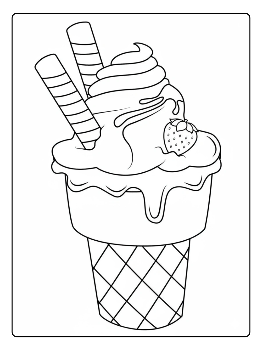 coloriage glace kawaii avec sourire