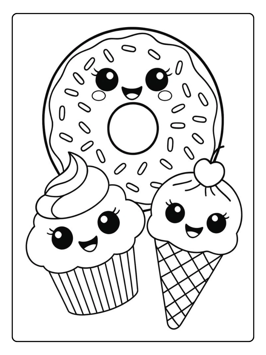 coloriage glace kawaii en cornet