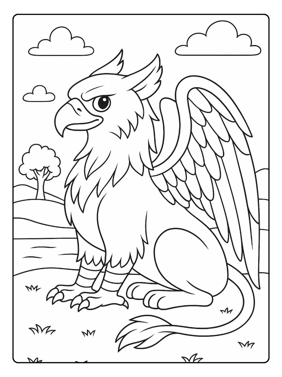 coloriage griffon fantastique