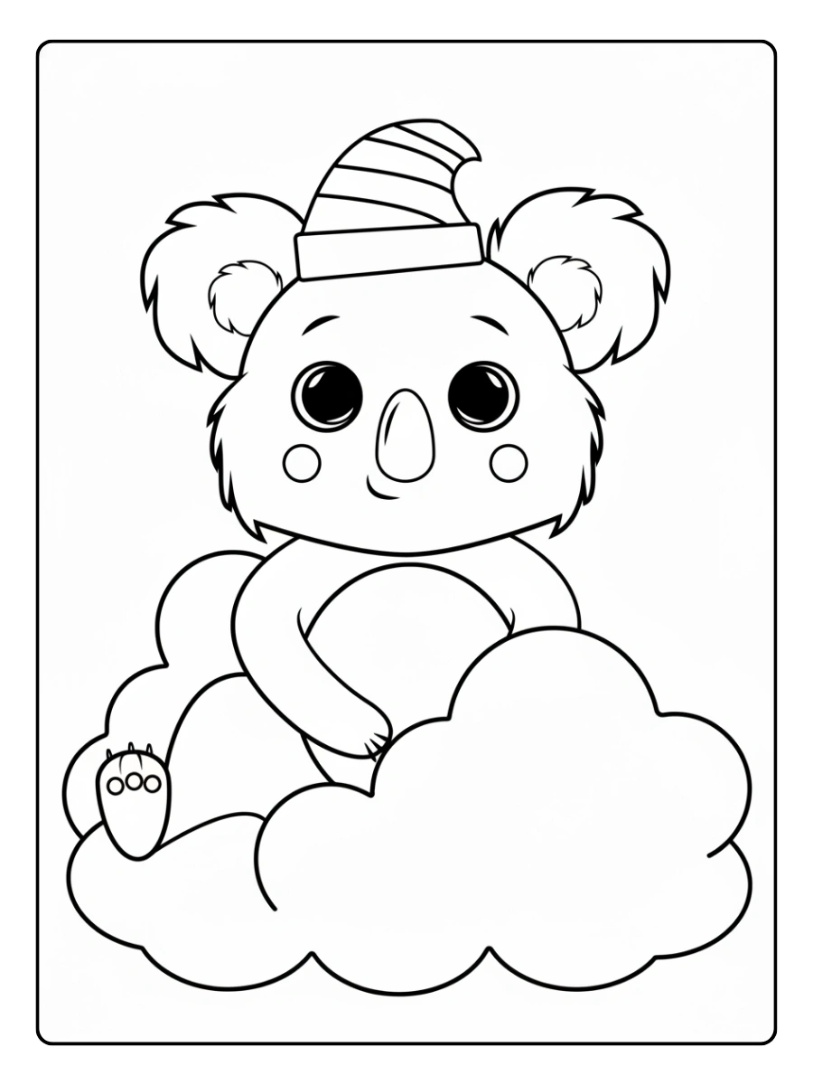coloriage koala avec eucalyptus