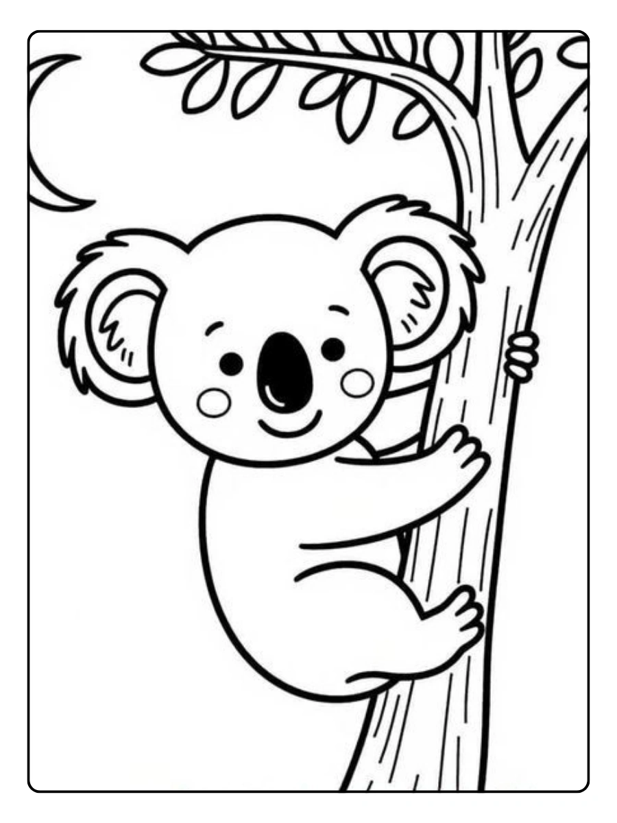 coloriage koala dans l’arbre