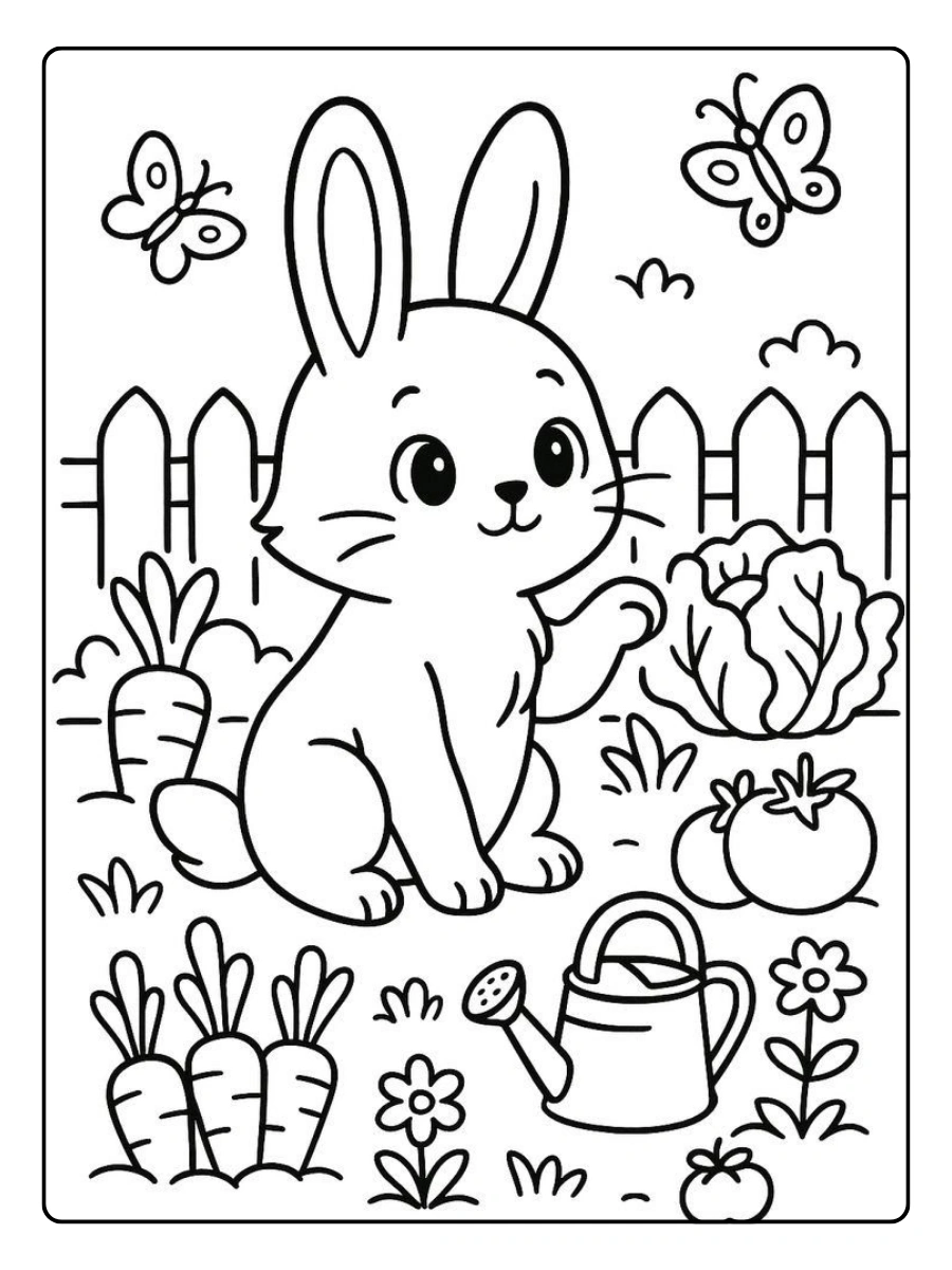 coloriage lapin kawaii à imprimer
