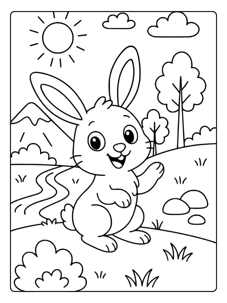 coloriage lapin kawaii avec cœur