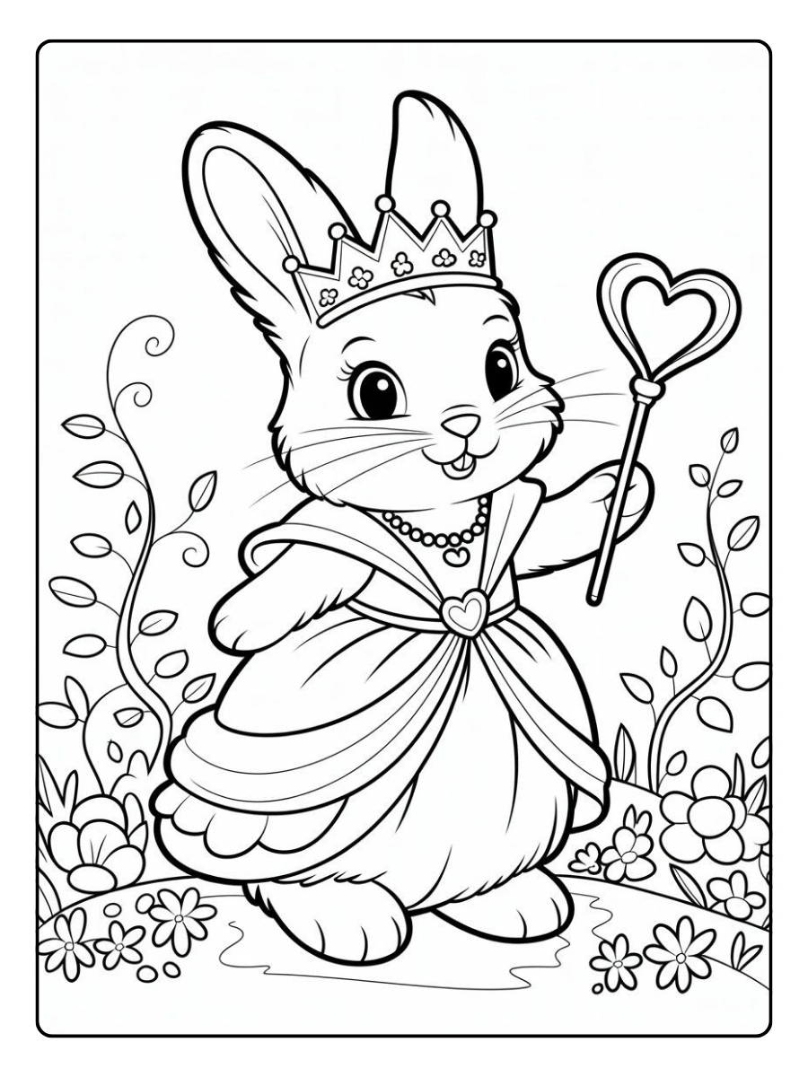 coloriage lapin kawaii avec fleurs