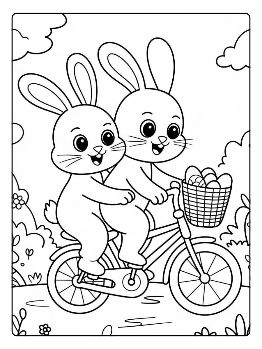 coloriage lapin kawaii de Pâques