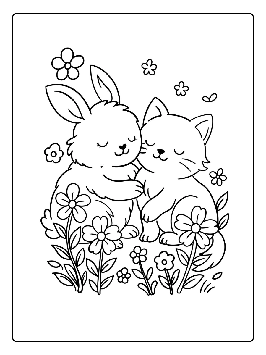 coloriage lapin kawaii facile