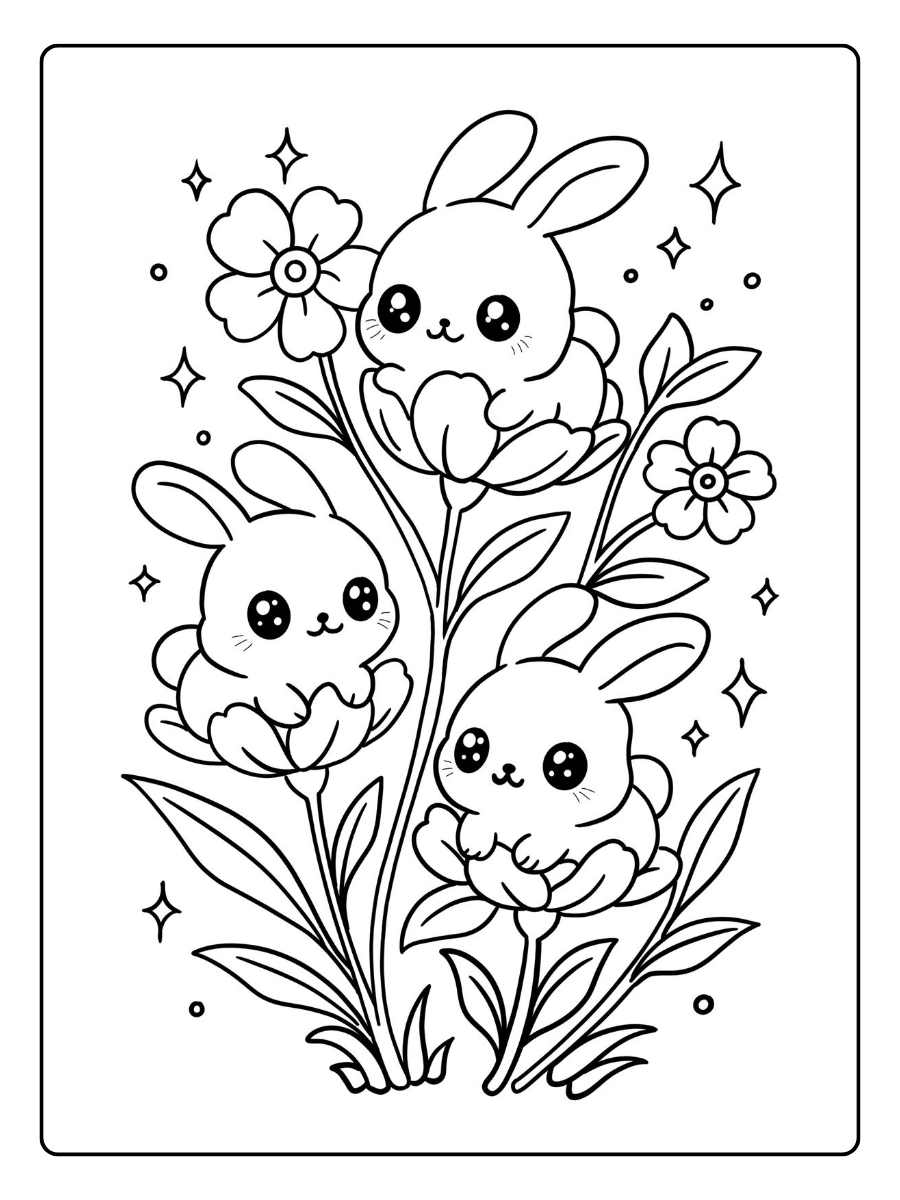 coloriage lapin kawaii mignon