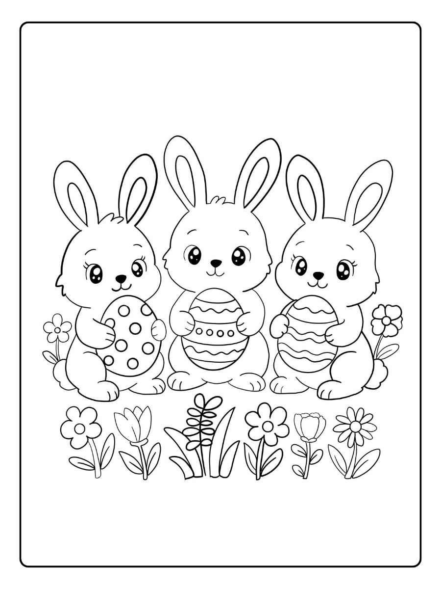 coloriage lapin kawaii simple
