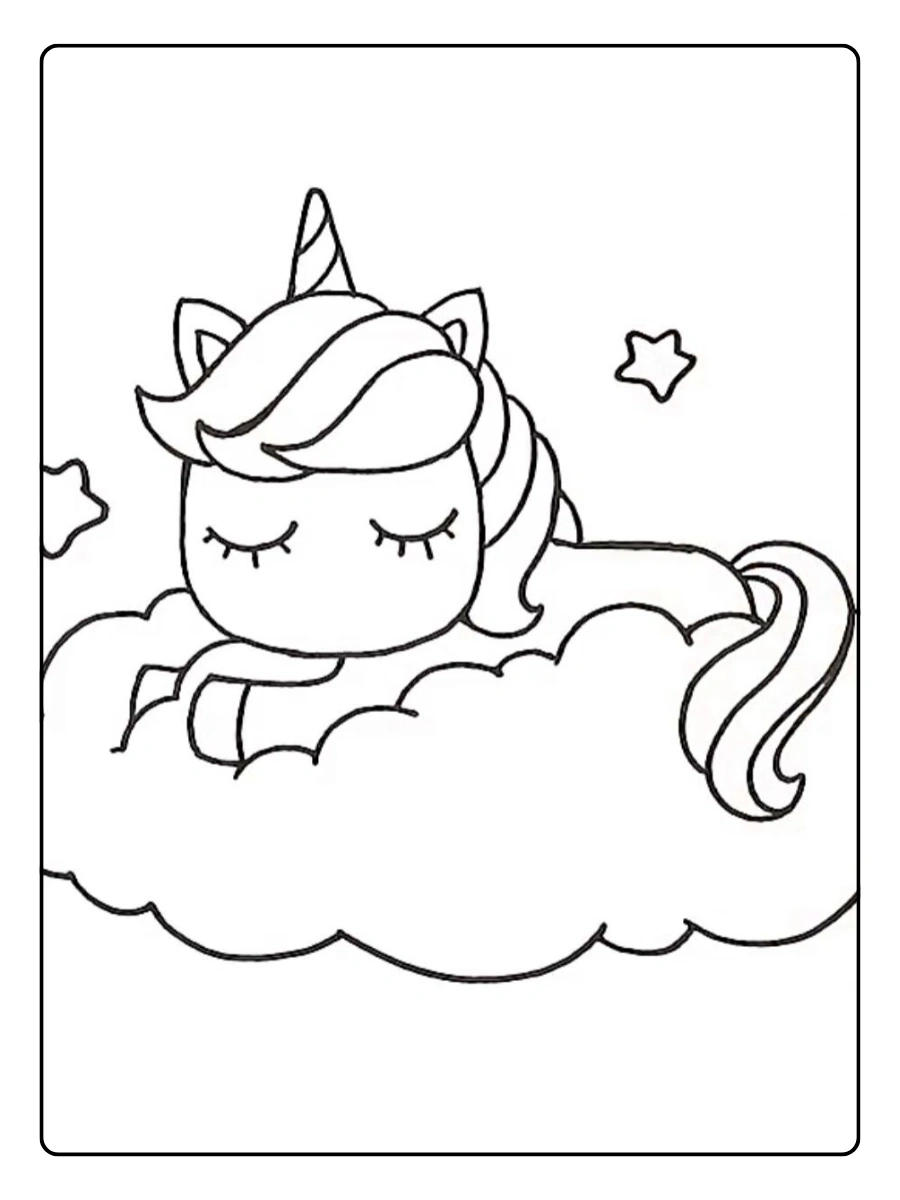 coloriage licorne endormie