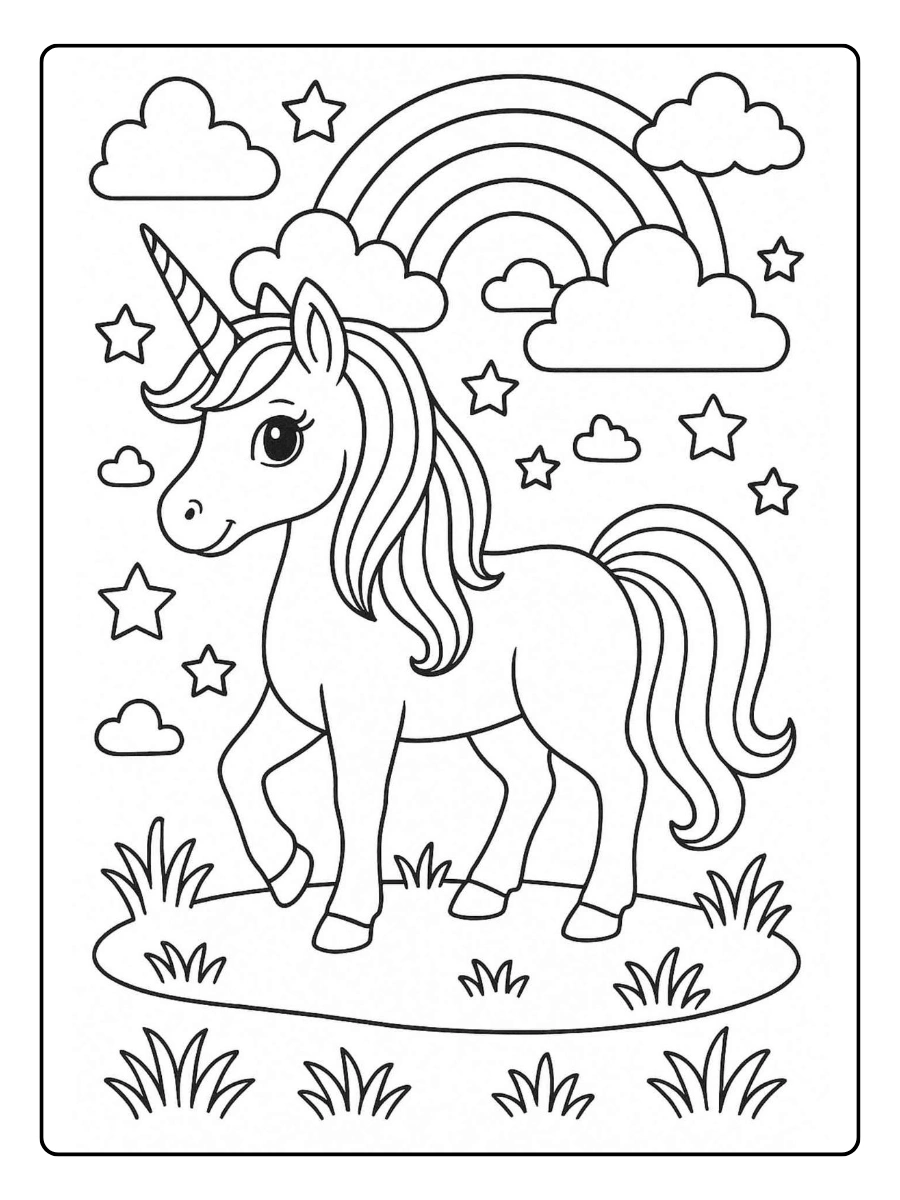 coloriage licorne kawaii