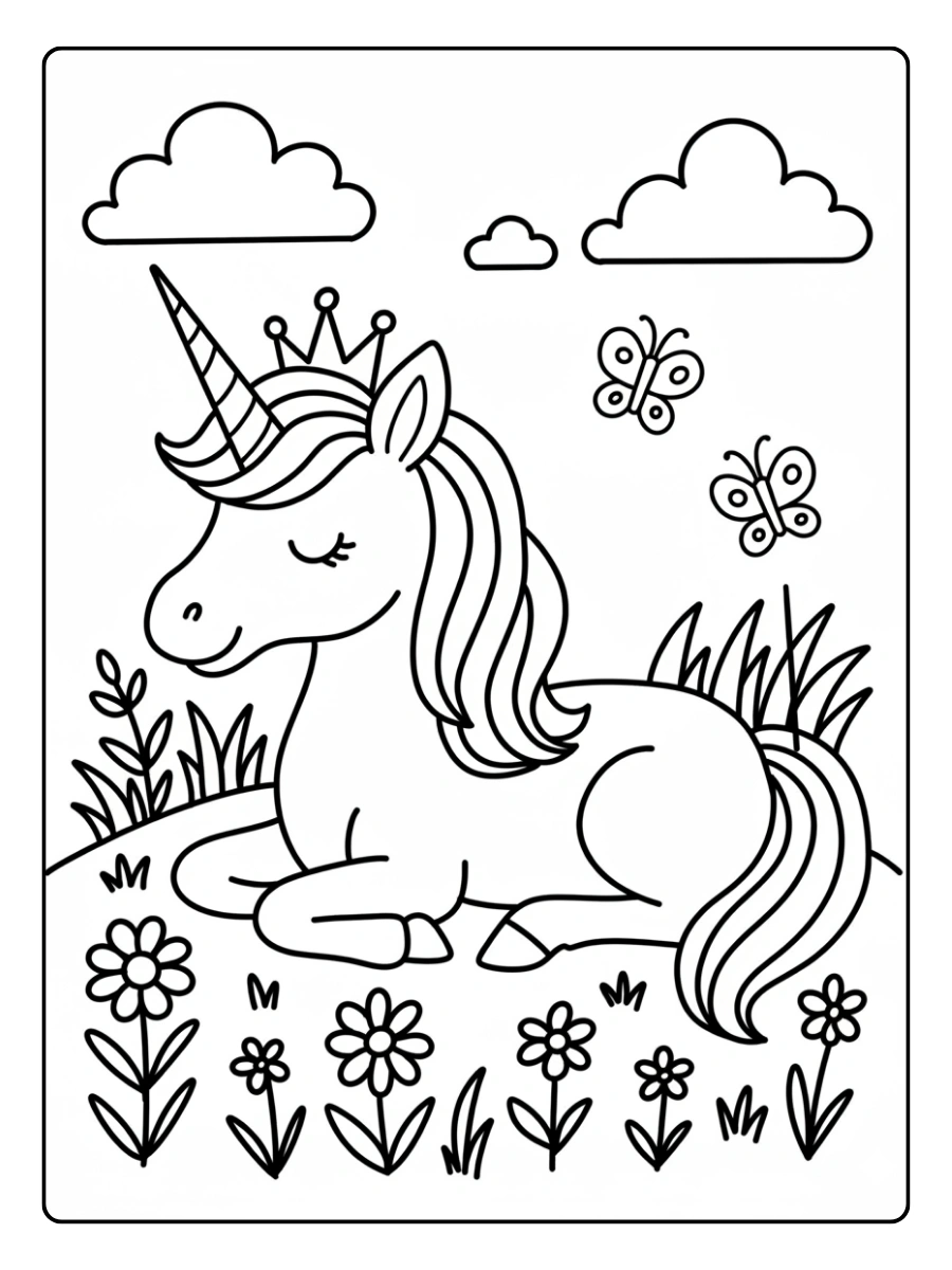 coloriage licorne kawaii à imprimer