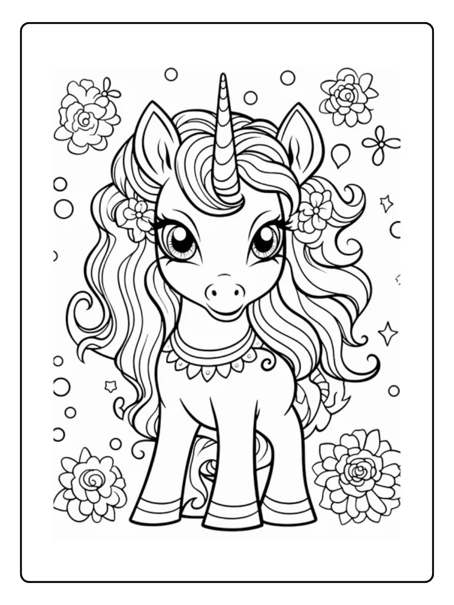 coloriage licorne kawaii arc en ciel