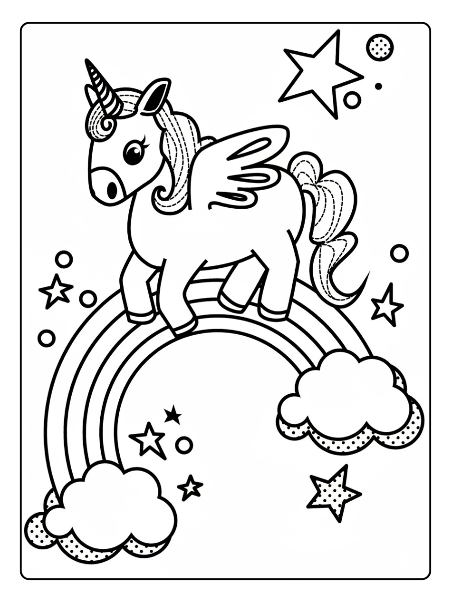 coloriage licorne kawaii avec ailes