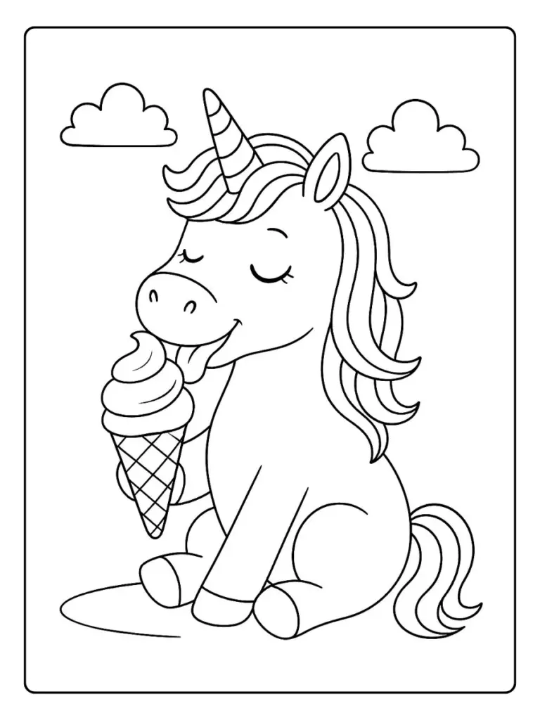coloriage licorne kawaii avec cœur