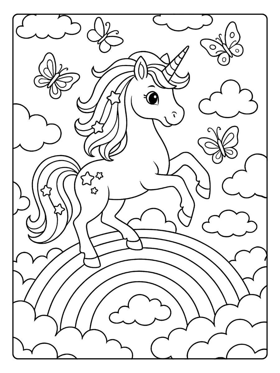coloriage licorne kawaii facile