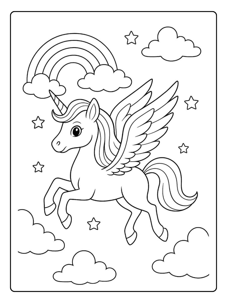 coloriage licorne kawaii manga