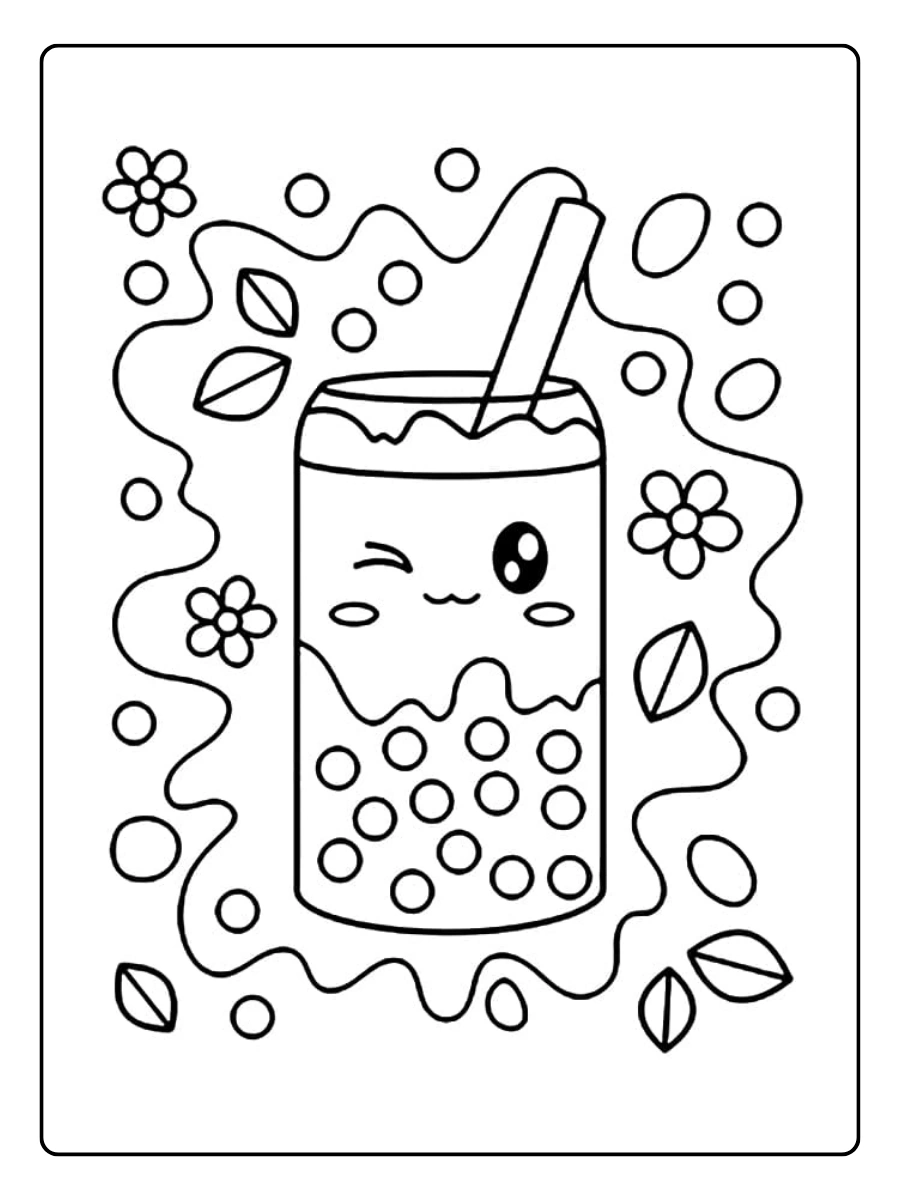 coloriage matcha latte kawaii