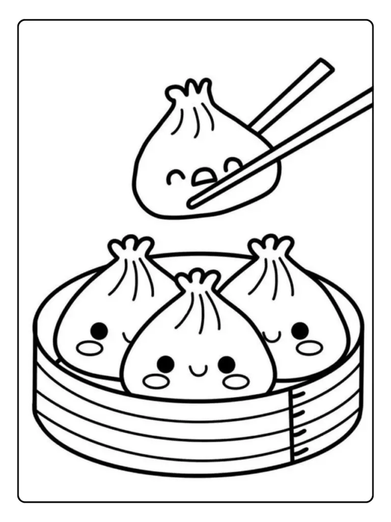 coloriage nourriture japonaise kawaii à imprimer
