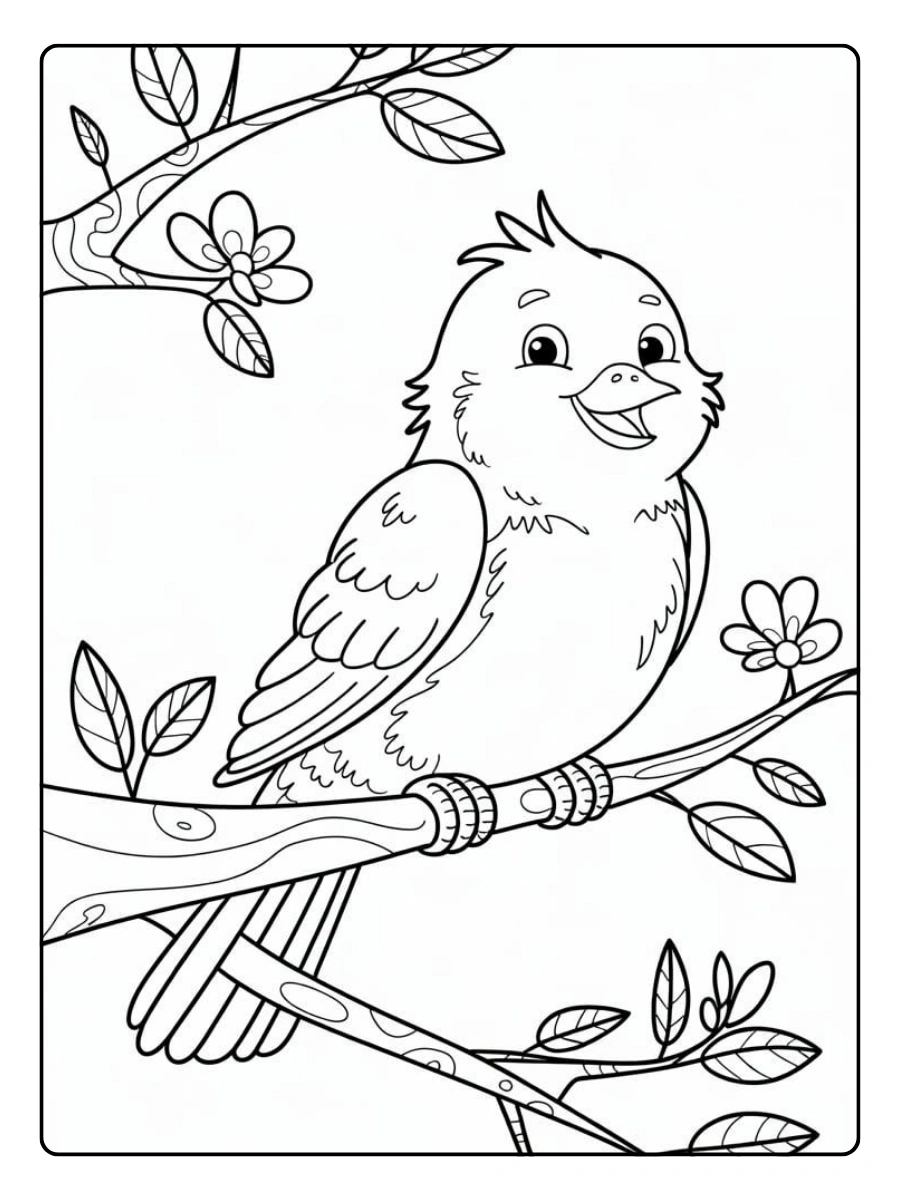 coloriage oiseau adorable