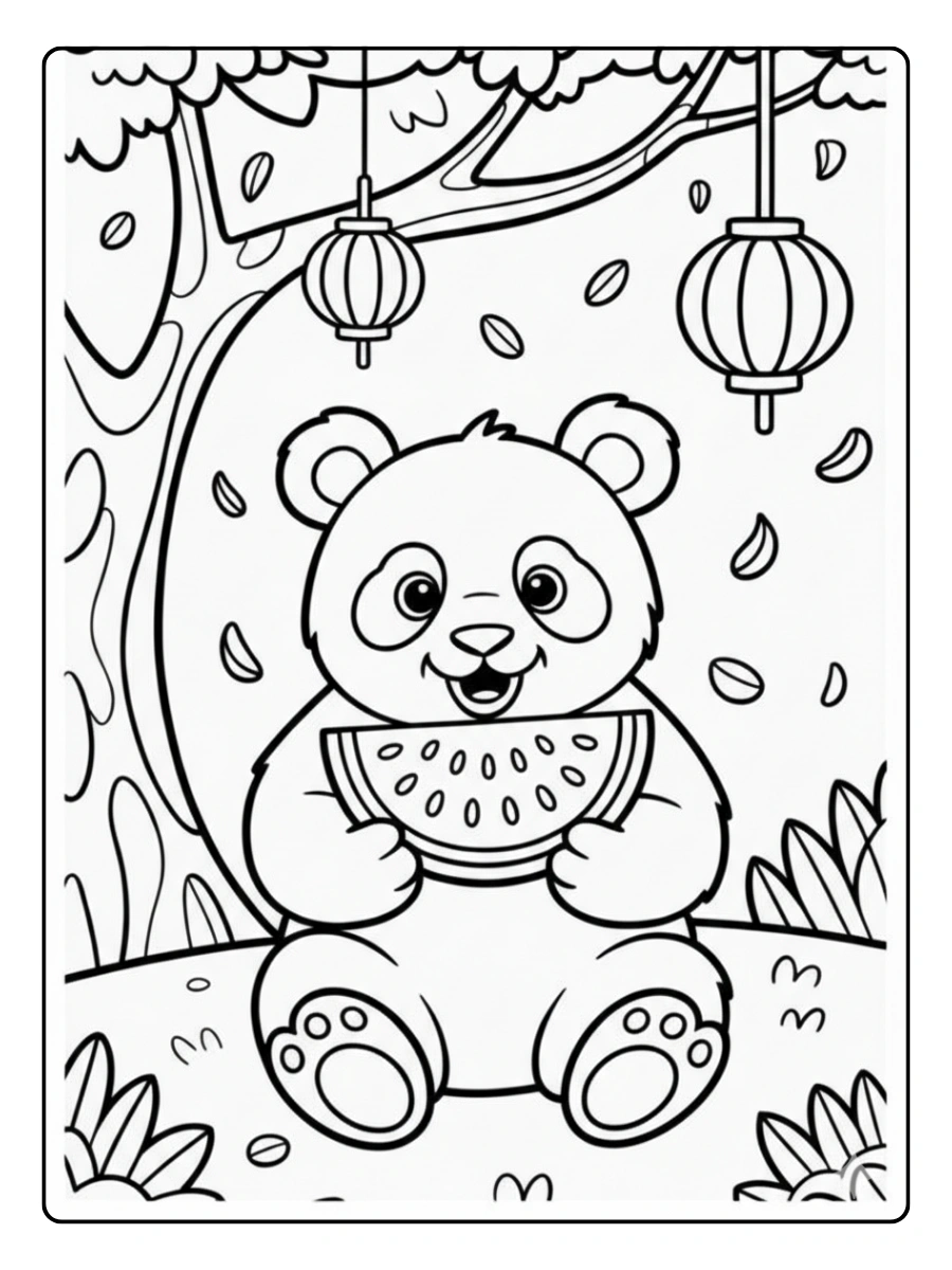 coloriage panda kawaii dessin
