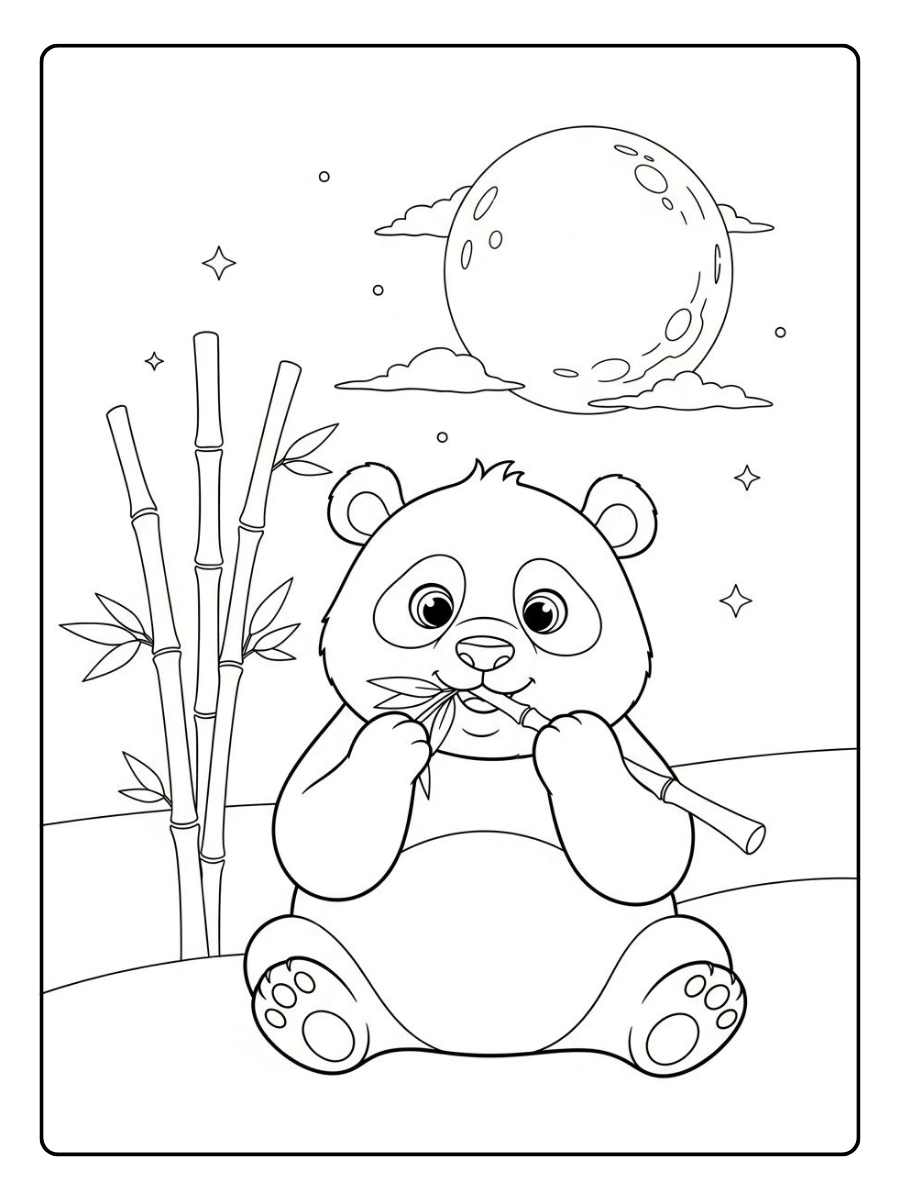 coloriage panda kawaii simple