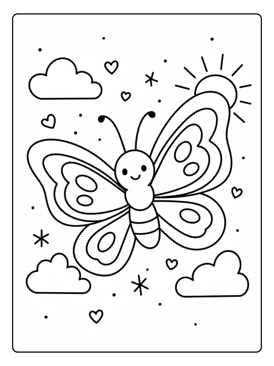 coloriage papillon adorable