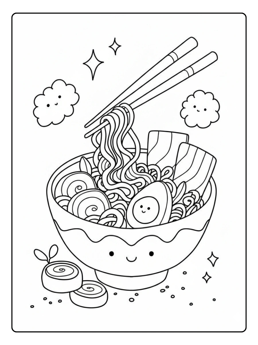 coloriage ramen kawaii